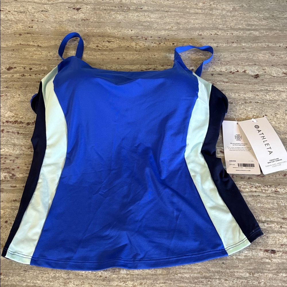 NWT Athleta Coastline Bra Cup Tankini in Cerulean Blue 34B/C